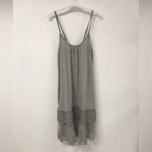 Women Grey Sundress With Lace Summer Causal Beach Party Dress tank top blouse